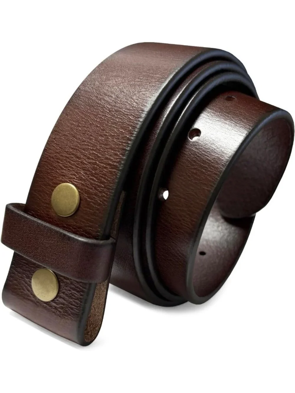 Heavy-Duty 100% Full Grain Leather Belt Straps - No Slot Hole, 1.5” Wide Options